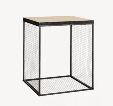 Table d’appoint en bois et en cage métallique