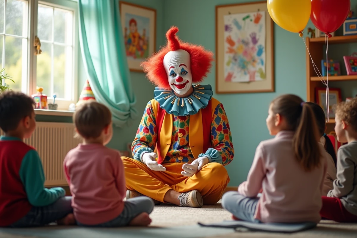 Clown professionnel faisant des ballons pour des enfants