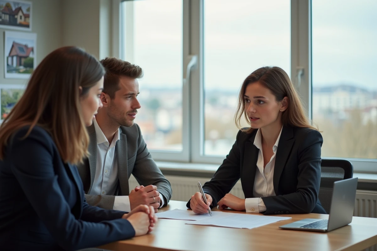 Consultante solaire femme explique options à un couple