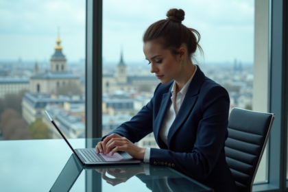Femme d'affaires dans un bureau parisien moderne