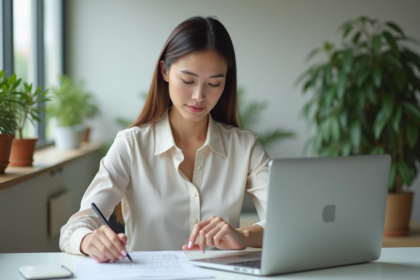 Femme d affaires concentrée dans un bureau moderne