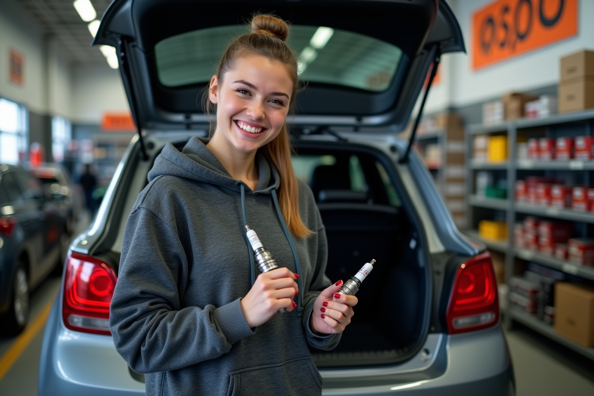 Jeune femme souriante tenant des bougies d