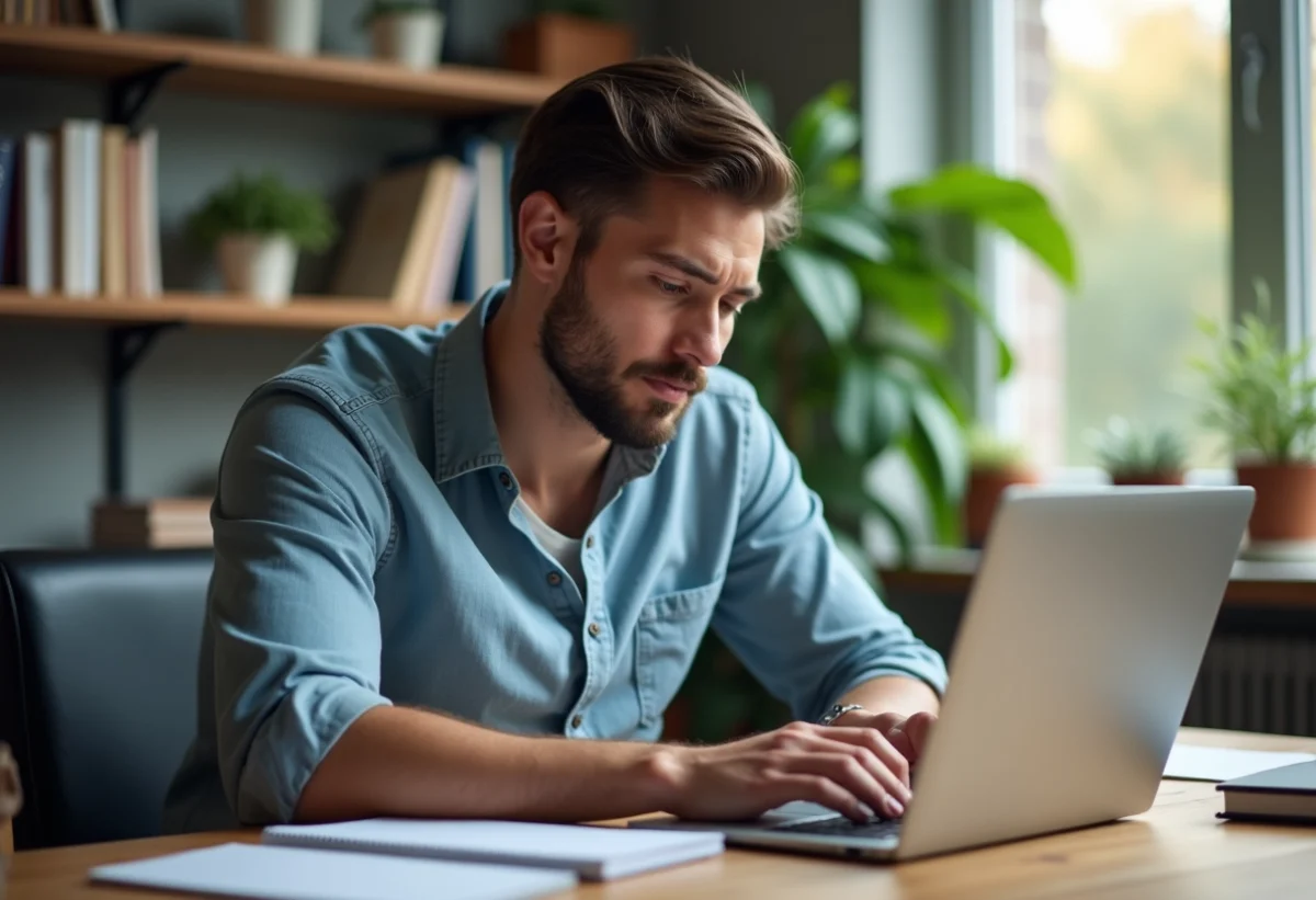 Homme détendu travaillant dans un bureau à domicile
