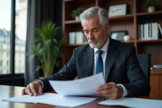 Homme d'affaires élégant dans un bureau parisien