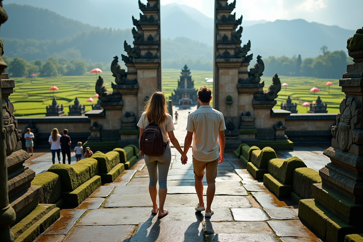 Jeunes voyageurs admirant l