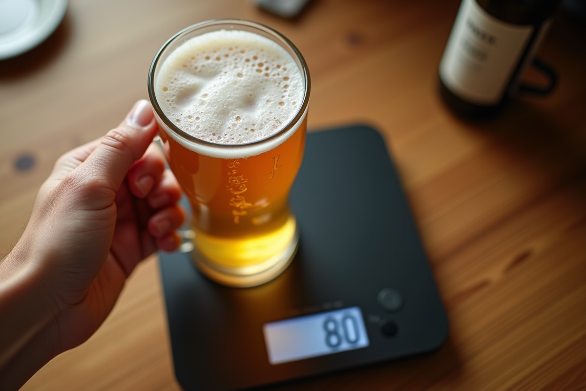 Main tenant une bière près d
