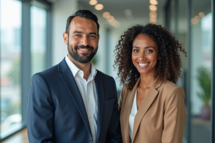 Moustafa El Oudi et Marwa Cheikh dans un bureau lumineux