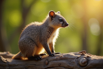Numbat debout sur une branche en Australie avec feuillage vert
