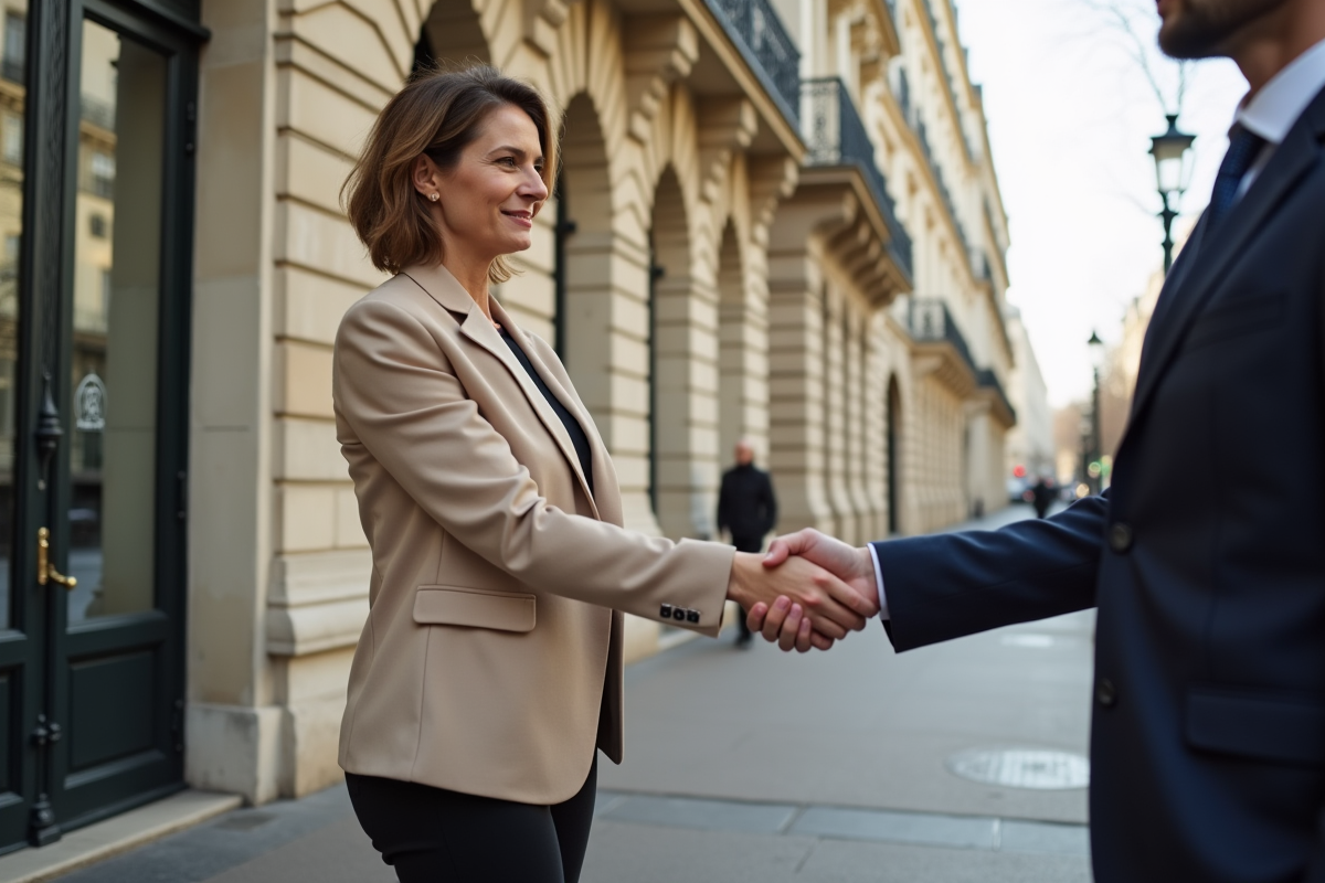 Femme professionnelle serrant la main d