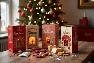 Table festive avec calendriers de l'avent originaux