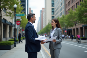 Urbaniste en ville avec carte de zonage en main